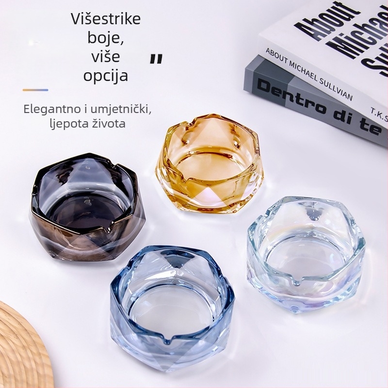 Stakleni pepelnjak s prostorom za pohranu – minimalistički, lagani luksuz geometrijskog dizajna za dom i ured