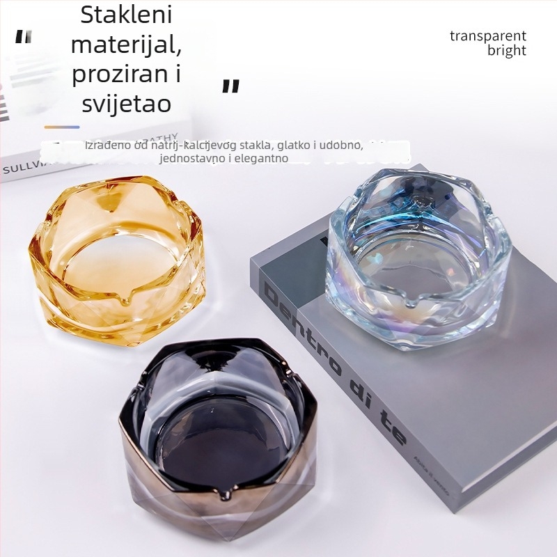 Stakleni pepelnjak s prostorom za pohranu – minimalistički, lagani luksuz geometrijskog dizajna za dom i ured