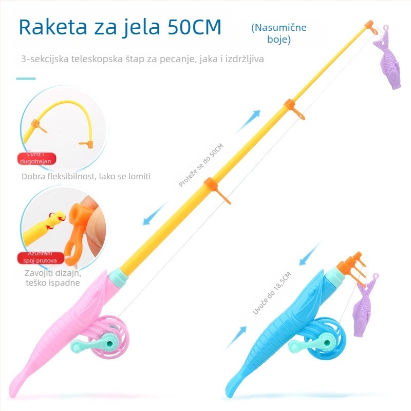 Dječja magnetska ribolovna igračka za vodene igre sa stimulacijom kognitivnog razvoja, dvostrano trodimenzionalnim ribama i plastičnom štapom za ribolov (za djecu 4-6 godina)