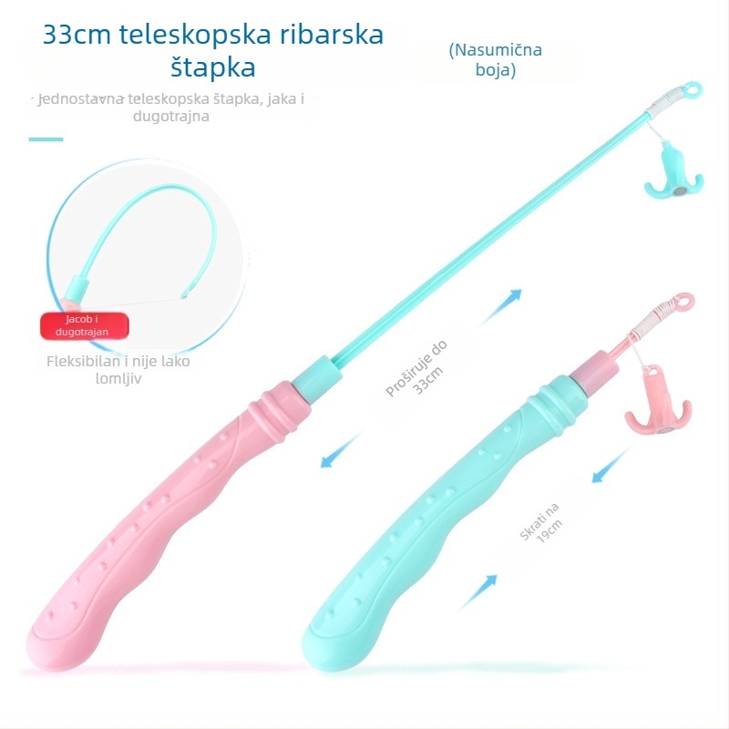 Dječja magnetska ribolovna igračka za vodene igre sa stimulacijom kognitivnog razvoja, dvostrano trodimenzionalnim ribama i plastičnom štapom za ribolov (za djecu 4-6 godina)