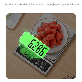 Kuhinjska vaga Longbei LB-18, raspon vaganja 0,5 g–3 kg, elektronička, napajanje USB ili 2 suha baterije