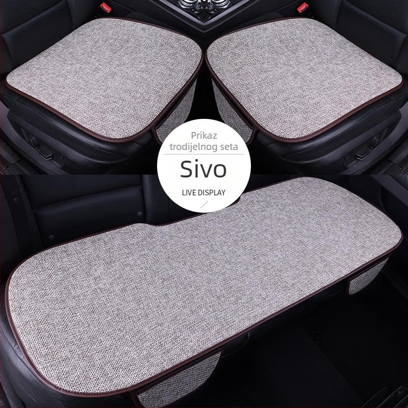 Set navlaka za auto sjedalo od lana, tri komada, prozračan, sva godišnja doba, univerzalno, bez punila