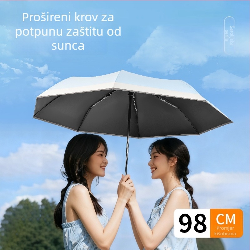 Morandi sklopivi kišobran u japansko–korejskom stilu, potpuno automatsko otvaranje, UPF >50 UV zaštita, 8 rebara od vlaknastog stakla, tkanina 190T, radijus 42–52 cm