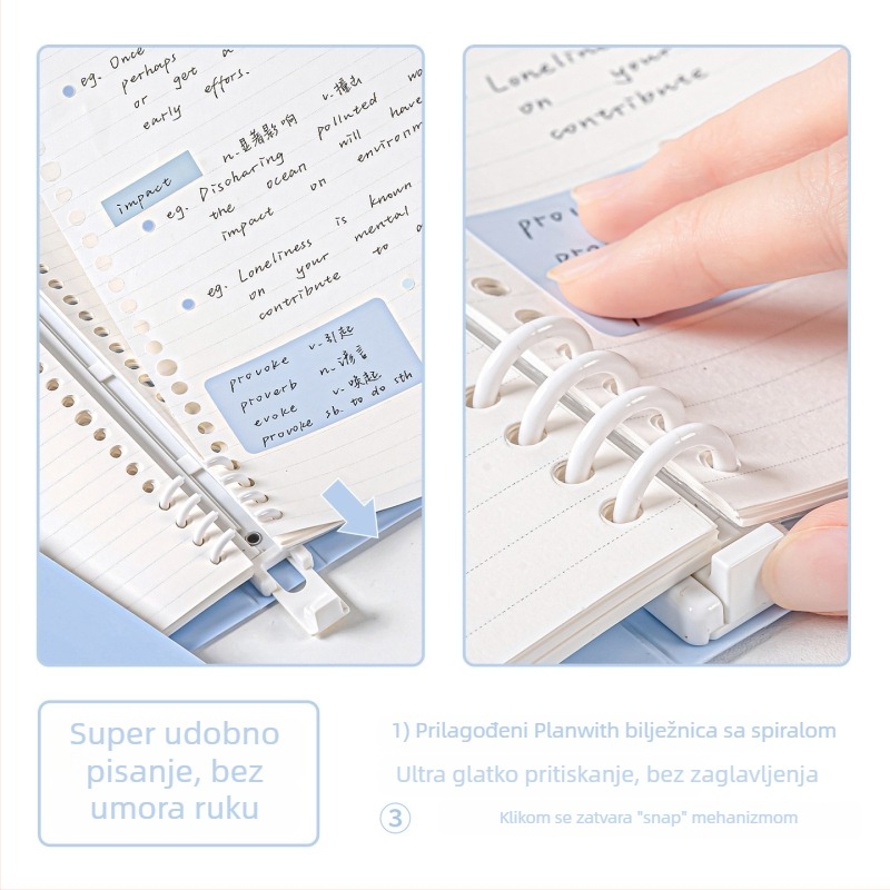 Planwith B5 binder notes PW251L — 60 listova, unutarnji papir 100 g, PP omot, B5, Rosyposy