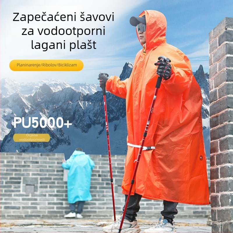 Kišni pončo s kapuljačom – 3-u-1 za planinarenje, penjanje i ribolov; debela tkanina otporna na udarce