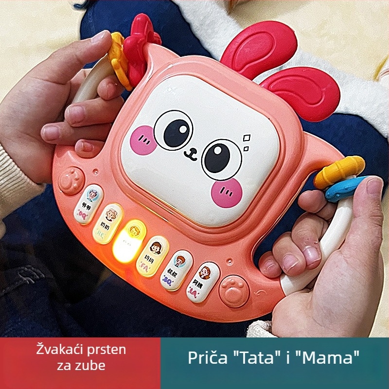Dječja igračka: zeko ručni bubanj s glazbenom pričom, plastična elektronička tipkovnica za djecu 4–6 godina
