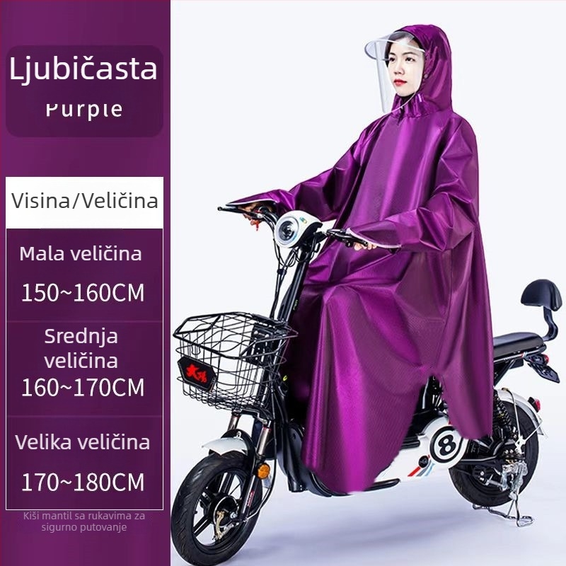Kišni kaput s rukavima za električni motocikl, kompatibilan s kacigom, dugi kišni pončo za cijelo tijelo, za muškarce i žene