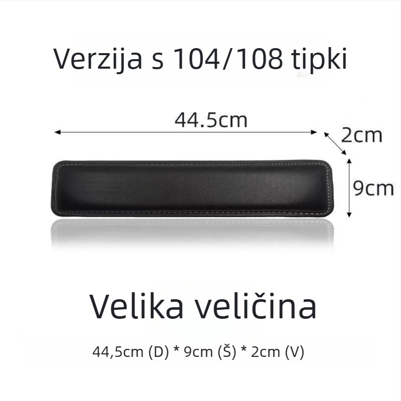 Podloga za zglob za mehaničku tipkovnicu s kožnom površinom i memorijskom penom, kompatibilna s 87–108 tipkama, težina 150 g, otporna na trošenje