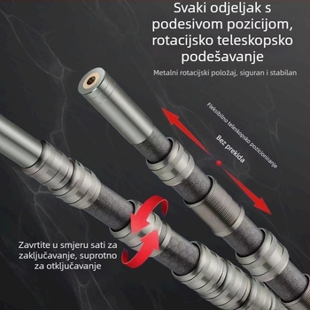 Karbonska teleskopna mrežna šipka, ultra lagana i čvrsta, višenamjenska s metalnim zaključavanjem