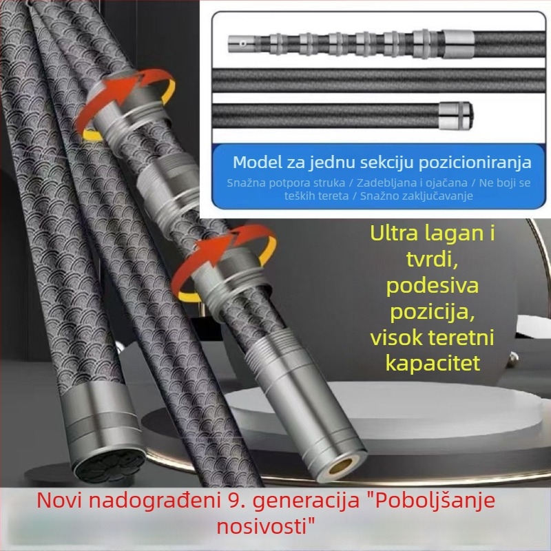 Karbonska teleskopna mrežna šipka, ultra lagana i čvrsta, višenamjenska s metalnim zaključavanjem
