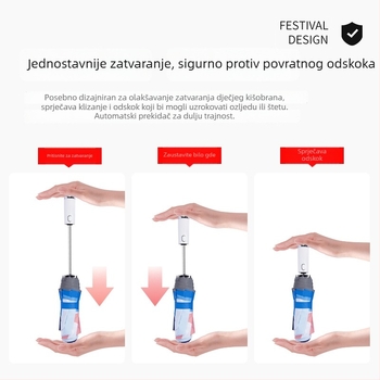 Dječji kišobran s LED osvjetljenjem, automatsko otvaranje i zatvaranje, okvir od legure s 8 rebara, karikaturni dizajn, UV zaštita UPF50+