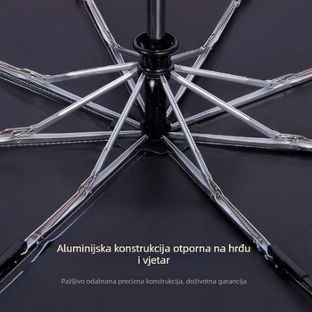 Dječji kišobran s LED osvjetljenjem, automatsko otvaranje i zatvaranje, okvir od legure s 8 rebara, karikaturni dizajn, UV zaštita UPF50+