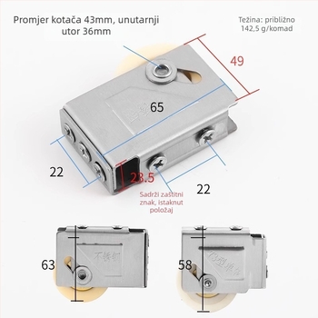Nerđajući čelični valjak za klizna vrata i staklene prozore, model Wjbxghl, moderni minimalistički stil