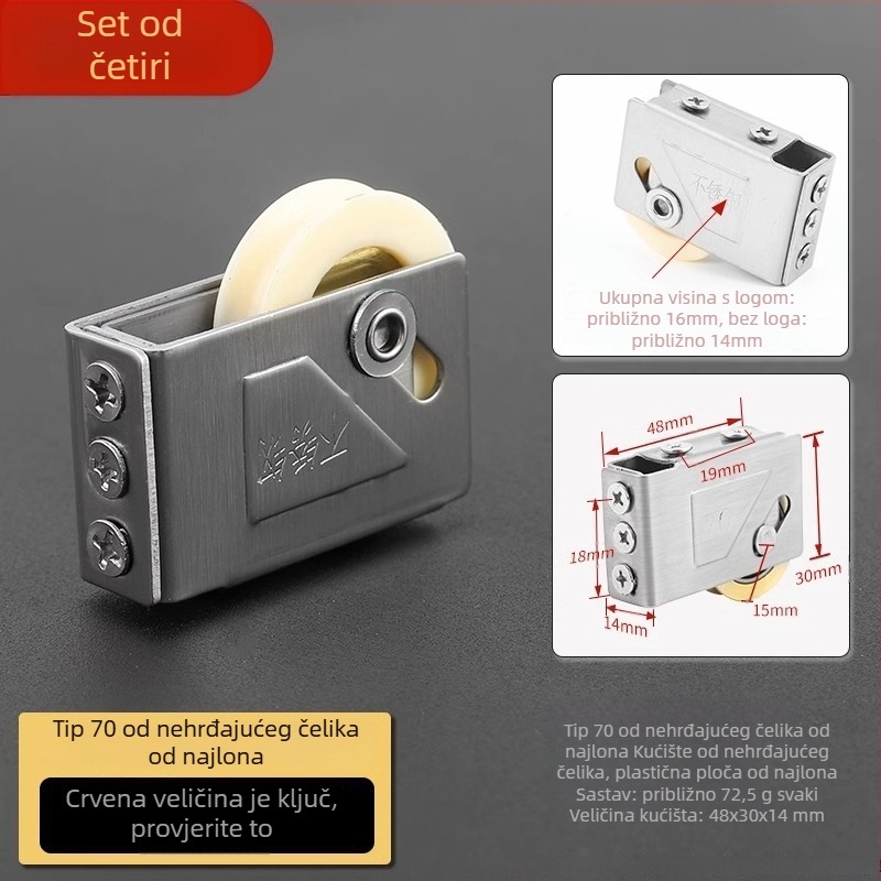 Nerđajući čelični valjak za klizna vrata i staklene prozore, model Wjbxghl, moderni minimalistički stil