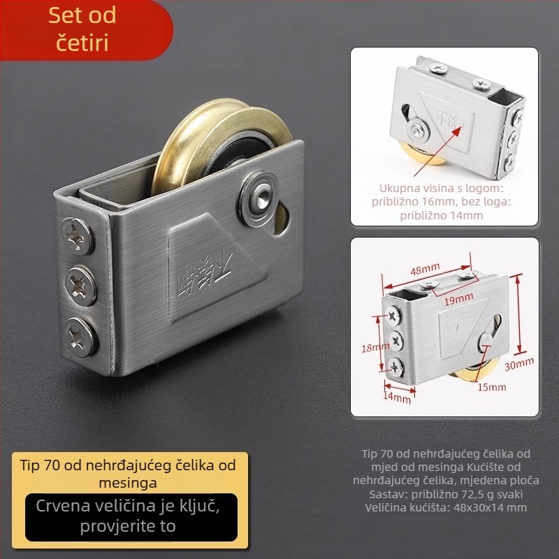 Nerđajući čelični valjak za klizna vrata i staklene prozore, model Wjbxghl, moderni minimalistički stil