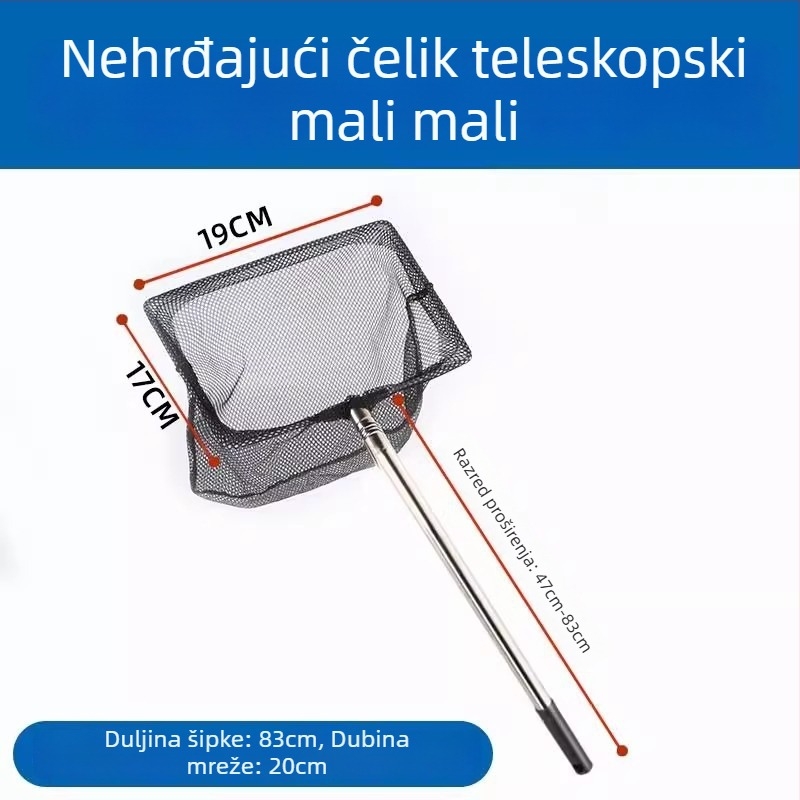 Nehrđajući čelična četvrtasta akvarijska mreža s izvučnom ručkom za zlatne i dekorativne ribe