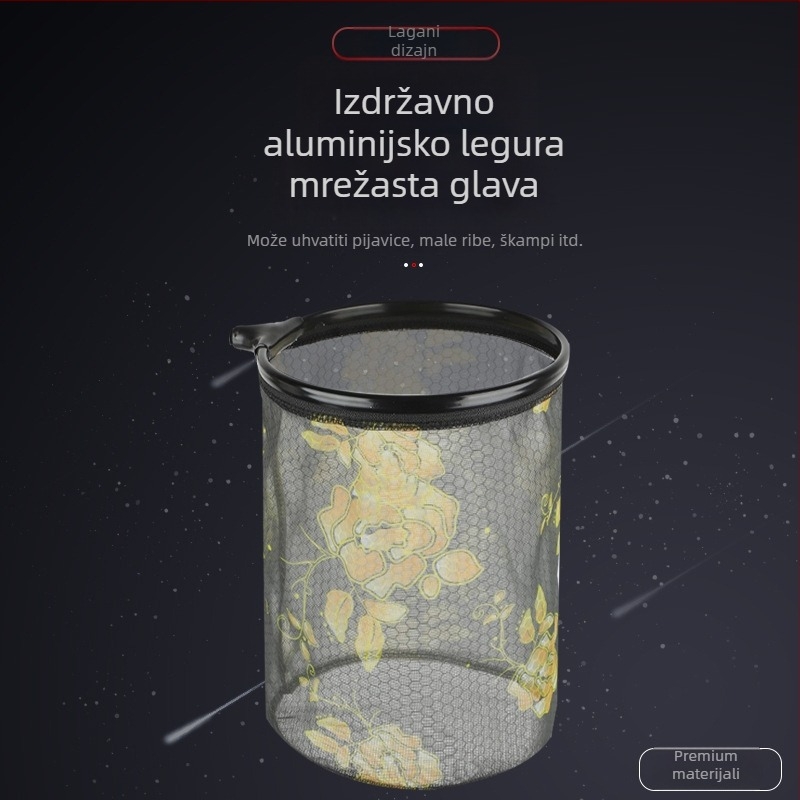 Glava mreže za ribolov — ultralako aluminijska legura, Anti-Hook dizajn, natjecateljski tip (Nano mreža; nosivost 5; dubina 26 cm)