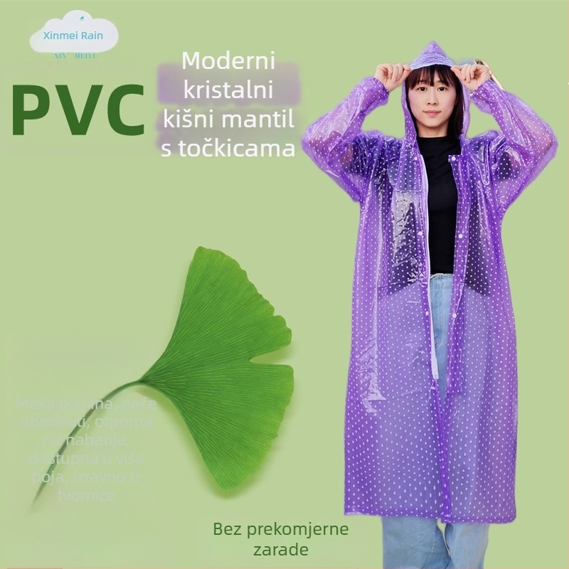 Nova duga debela vodootporna kabanica sa zipom, uzorkom valova i točkica, za planinarenje i putovanja