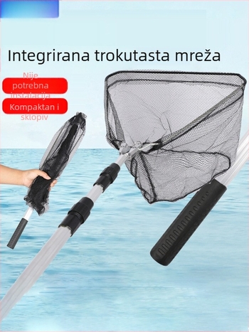 Aluminijska legura, teleskopska štap za ribolov, čvrst trokutasti dizajn, mreža s finim očima