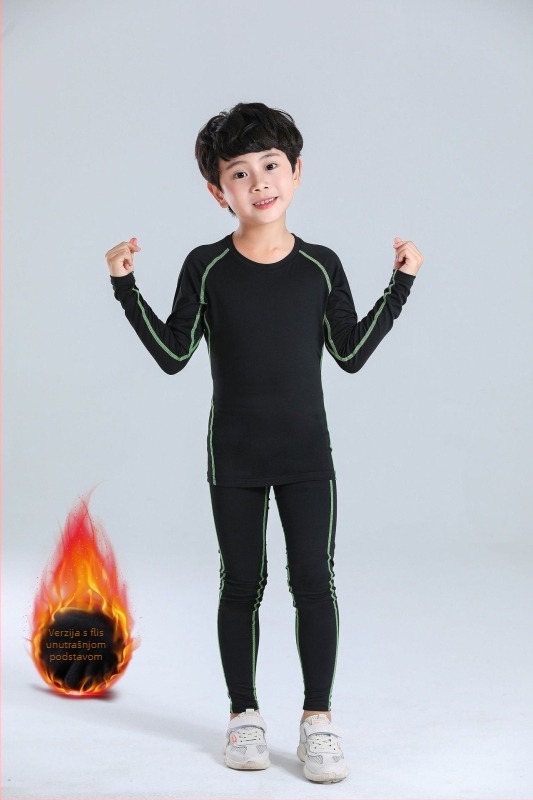 Dječji zimski sportski komplet za košarku i nogomet, s flisom, brzo se suši (Uzrast: Djeca; Sezone: Zima/Jesen; Sportovi: Košarka/Fudbal; Sastav: 90% Poliester; Podstava: 10%)