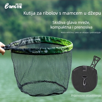 Set mreže za ribolov s metalnim okvirom, promjer otvora 34 cm, dubina mreže 28 cm, debela mreža, ne skuplja se