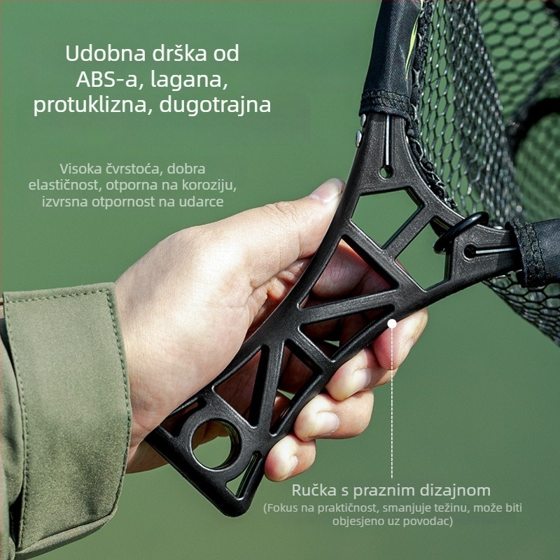 Set mreže za ribolov s metalnim okvirom, promjer otvora 34 cm, dubina mreže 28 cm, debela mreža, ne skuplja se