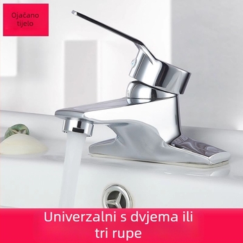 Dvostruka slavina za umivaonik s dvije rupe – potpuno bakar, dvostruka kontrola, keramički disk ventil, 0–90°C, 0,8–1,2 MPa