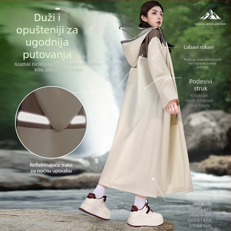 Odraslo kišono pončo s pojasom, EVA tkanina, za outdoor planinarenje