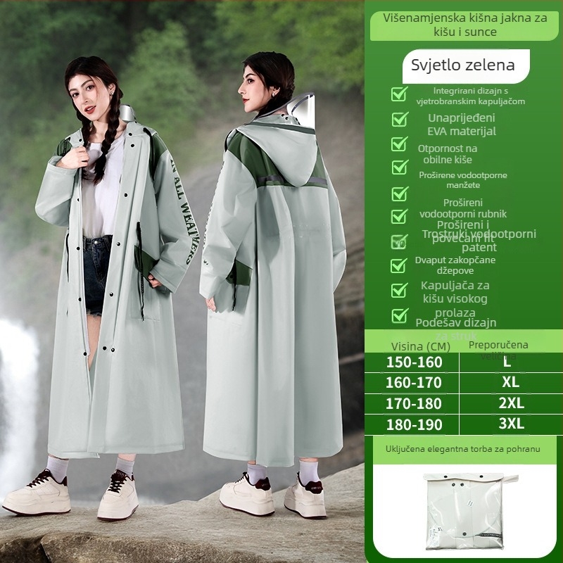 Odraslo kišono pončo s pojasom, EVA tkanina, za outdoor planinarenje
