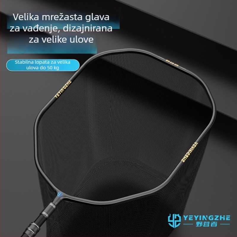 Glava mreže za kampiranje za hvatanje velikih riba, najlon mreža, nosivost 50 kg, dubina 54 cm