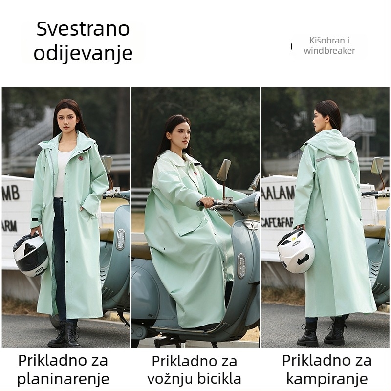 Unisex kišni pončo – debeli sloj za cijelo tijelo, poliester tafta s PU vodootpornim slojem, za planinarenje i vožnju električnim biciklom
