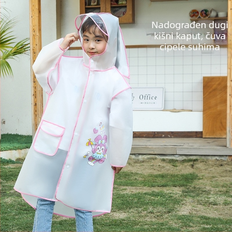 Dječji EVA kišni pončo, vodootporan cijelog tijela, crtani dizajn, za vrtić, debeli EVA materijal, u jednom komadu