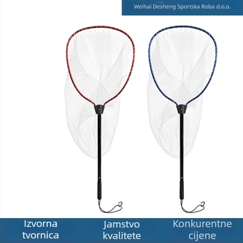 Monofilamentna mreža od aluminijskog legura za ribolov na splavi, mala mreža, prijenosna i lagana; otvor 46×41 cm, dubina 80–90 cm, fino oko, sklopiva