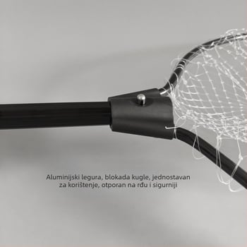 Monofilamentna mreža od aluminijskog legura za ribolov na splavi, mala mreža, prijenosna i lagana; otvor 46×41 cm, dubina 80–90 cm, fino oko, sklopiva
