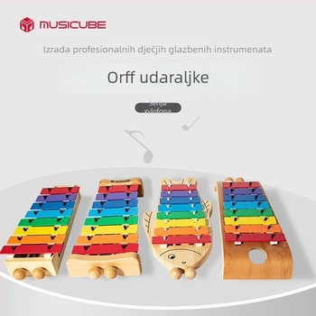 Drveni osmerotonni ručni xylofon za bebe i djecu do 3 godine – Orffov instrument, 8 nota
