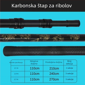 Karbonska štap za mrežu za ribolov s produženom pjenastom ručkom