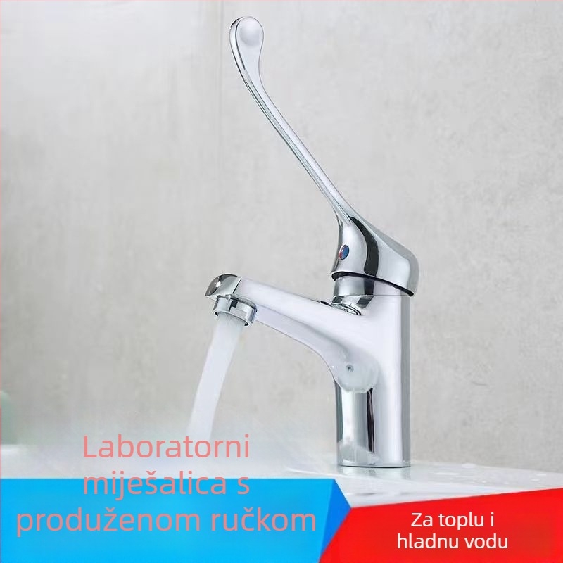 Medicinski vodovod za operacijsku sobu i laboratorij s produženom ručkom i miješanjem hladne i tople vode; jednovrstan miješivač hladne i tople vode (bakar; 0–90°C; nominalni tlak 1.0; keramički disk ventil; model jo-085)