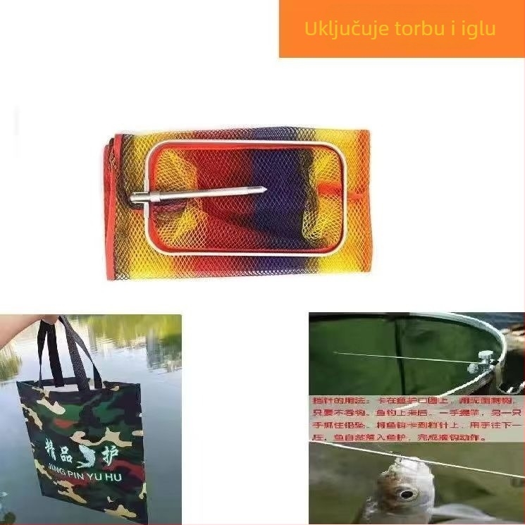 Mini kvadratna mrežasta zaštitna vrećica za ribe za terenski ribolov – prijenosna, anti-zamotavanje, brzo sušenje, materijal: diving tkanina