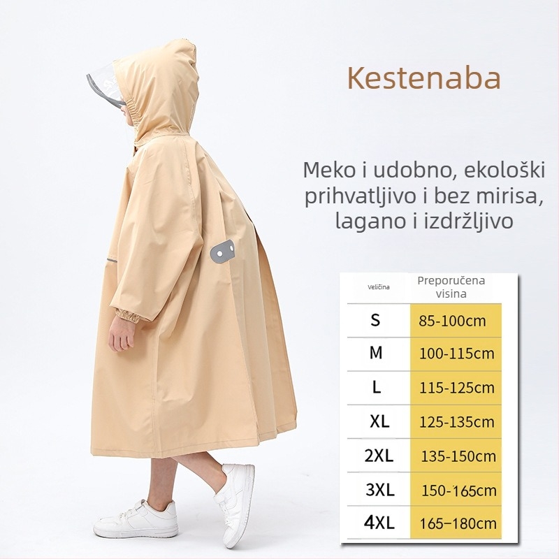 Dječji kišni pončo s TPU vodootpornom membranom, tkanina Chunya Spinning 0,16 mm, otisak logotipa, mogućnost prilagođavanja