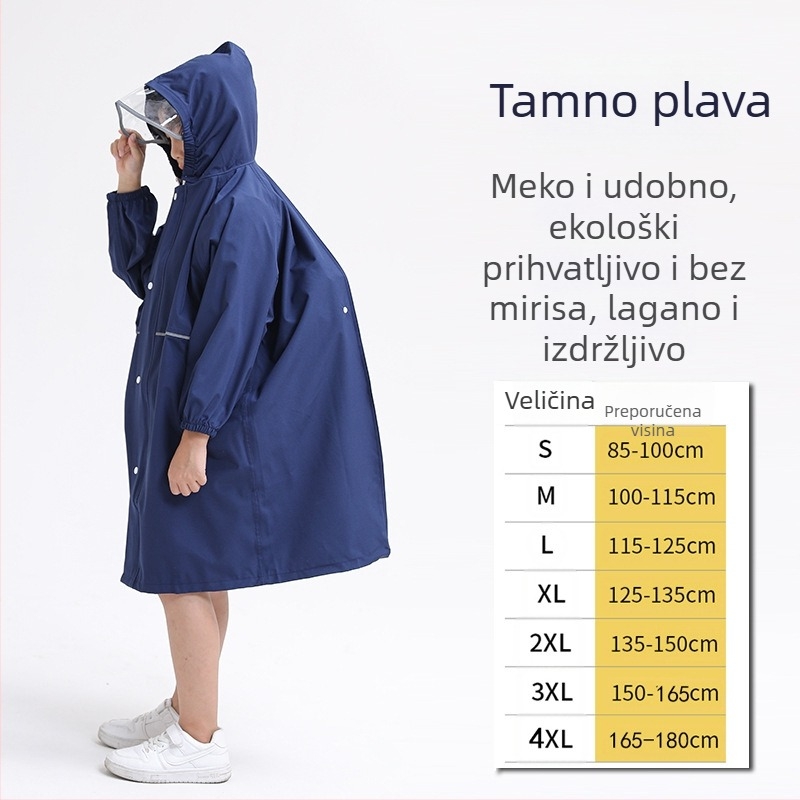Dječji kišni pončo s TPU vodootpornom membranom, tkanina Chunya Spinning 0,16 mm, otisak logotipa, mogućnost prilagođavanja