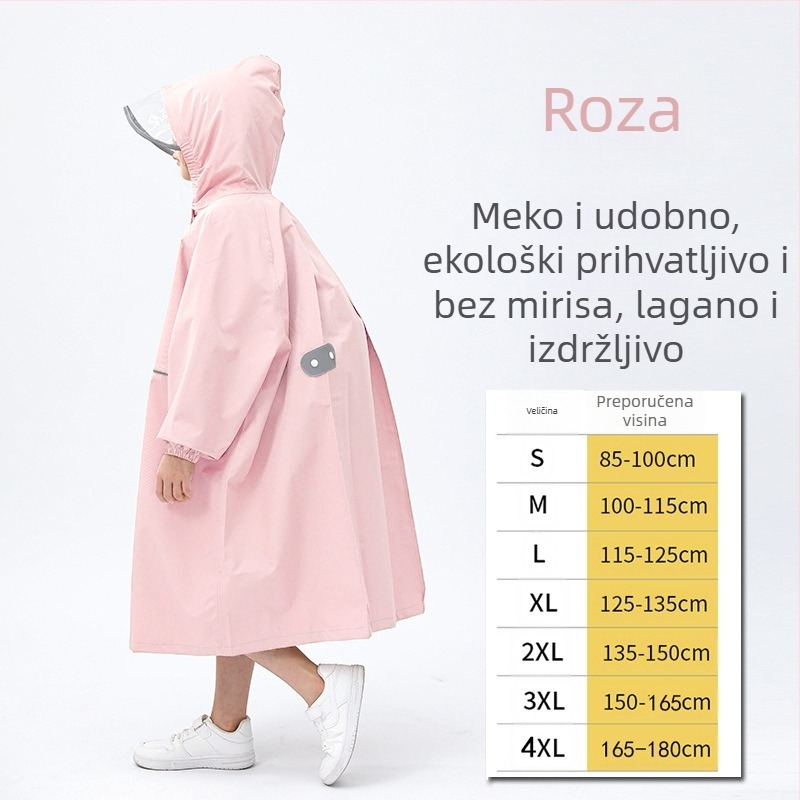 Dječji kišni pončo s TPU vodootpornom membranom, tkanina Chunya Spinning 0,16 mm, otisak logotipa, mogućnost prilagođavanja