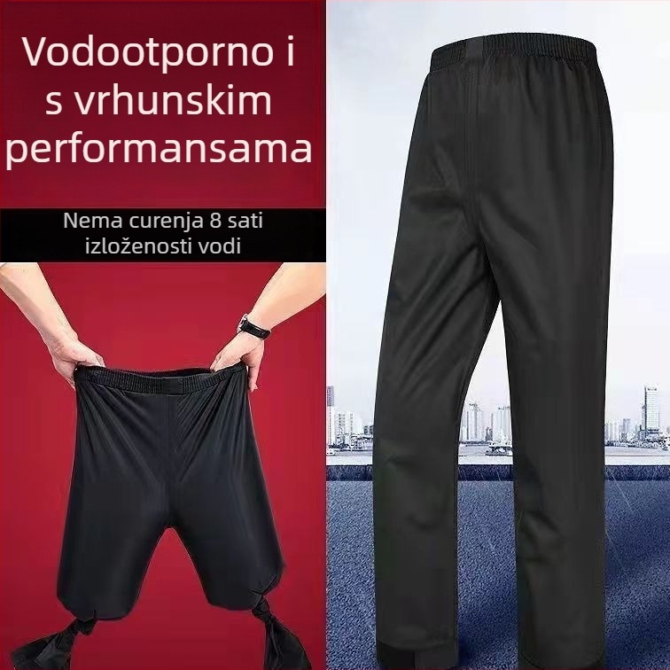 Unisex hlače za kišu za outdoor aktivnosti, vodootporne s PVC ljepilnim slojem, debljina tkanine 22, pogodne za vožnju biciklom i planinarenje