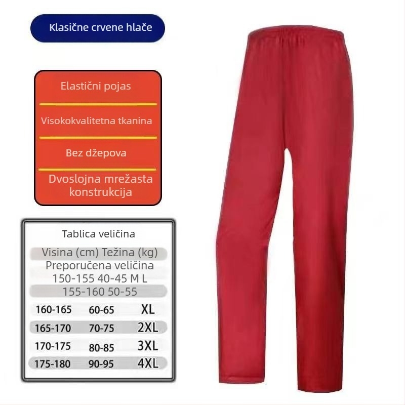 Unisex hlače za kišu za outdoor aktivnosti, vodootporne s PVC ljepilnim slojem, debljina tkanine 22, pogodne za vožnju biciklom i planinarenje