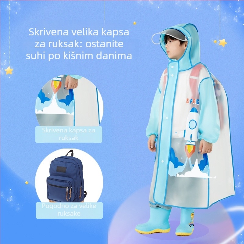 Dječji kišni kaput za cijelo tijelo, s cartoon motivom, jednoplošni pončo, CPE tkanina, normalna debljina, 350 g