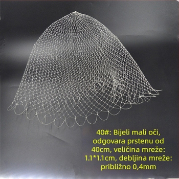 Ručni pleteni mrežasti ribički torbica s mrežom od gumiranog žice, nosivost 25 kg, dubina 49–65 cm