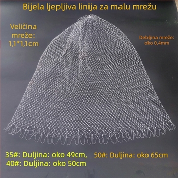 Ručni pleteni mrežasti ribički torbica s mrežom od gumiranog žice, nosivost 25 kg, dubina 49–65 cm