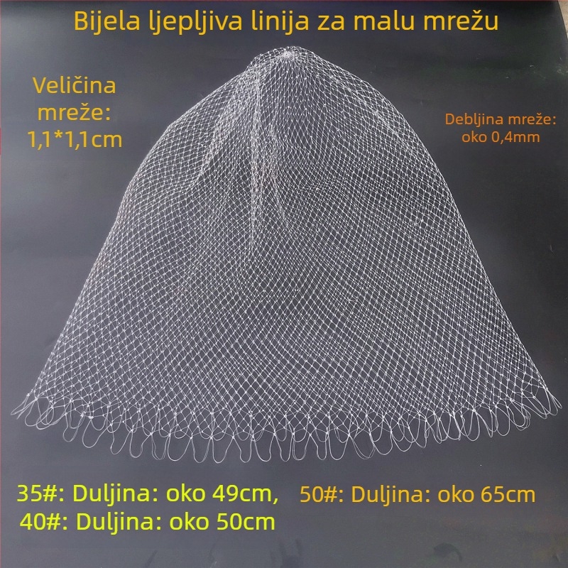 Ručni pleteni mrežasti ribički torbica s mrežom od gumiranog žice, nosivost 25 kg, dubina 49–65 cm