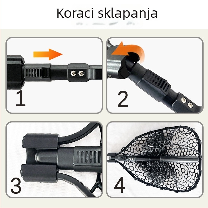 Sklopiva ručna mreža za ribolov, aluminijska legura, gruba mreža, nosivost 5 kg