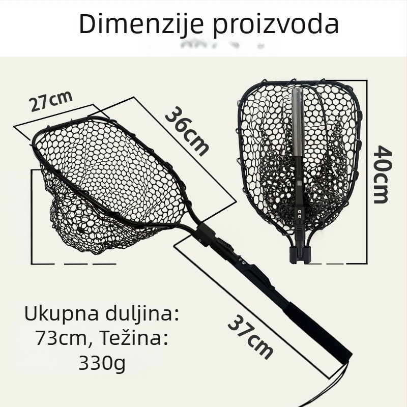 Sklopiva ručna mreža za ribolov, aluminijska legura, gruba mreža, nosivost 5 kg