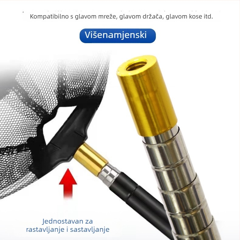 Mini nehrđajući čelični teleskopski štap za mrežu za ribolov, 5 odjeljaka, 100 g